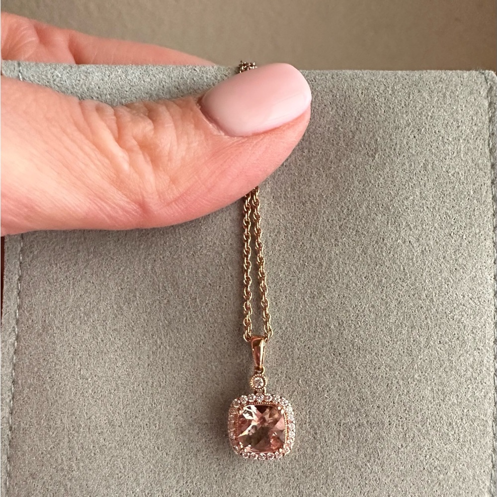 ALLISON KAUFMAN 14K ROSE GOLD MORGANITE NECKLACE